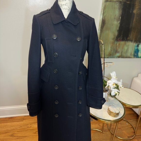 Authentic Burberry XS Women's Wool Blend Long Trench- Gently Used - Picture 2 of 4